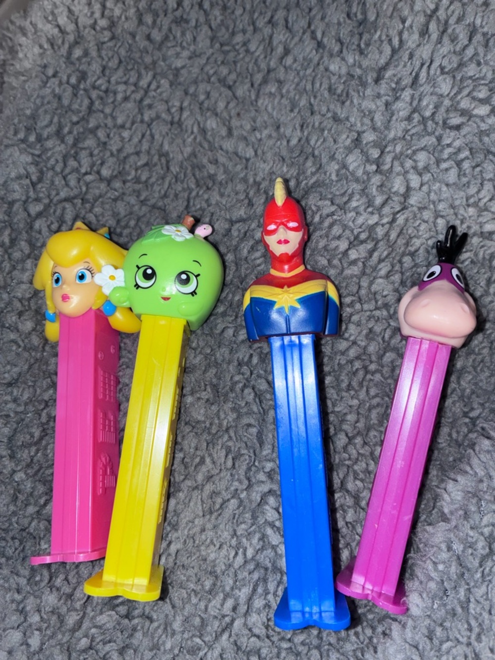 PEZ Character Candy Dispensers - Pink, Yellow, Blue, Green